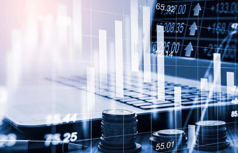 Stock market or forex trading graph and candlestick chart suitab