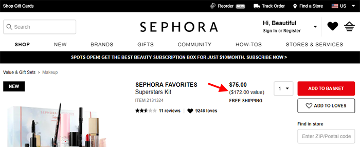 Sephora Price Bundling