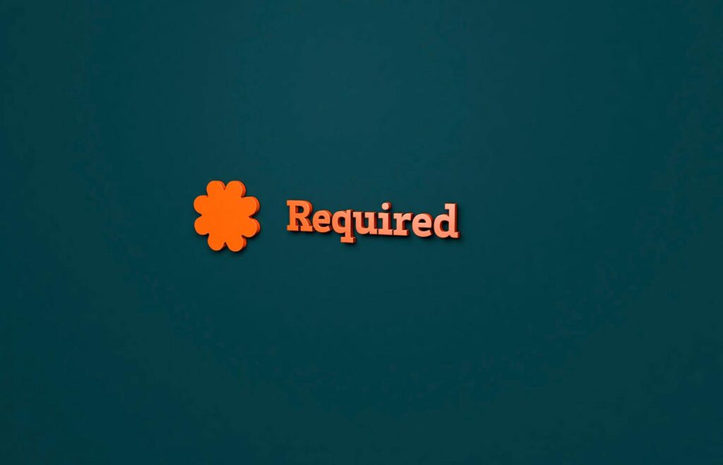 Text Required with orange 3D illustration and blue background