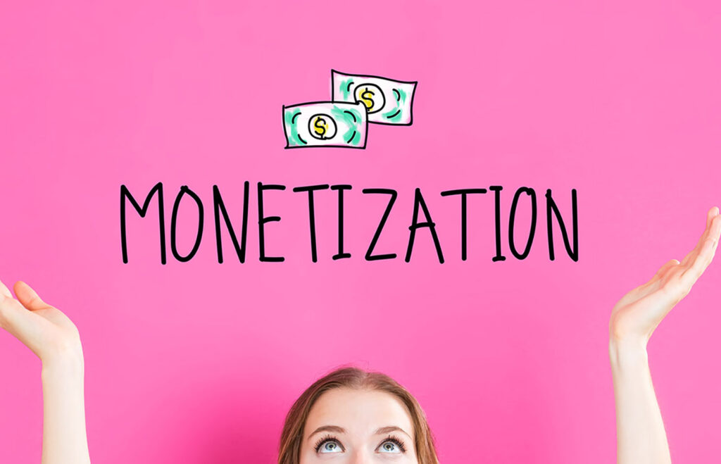 Monetization concept with young woman
